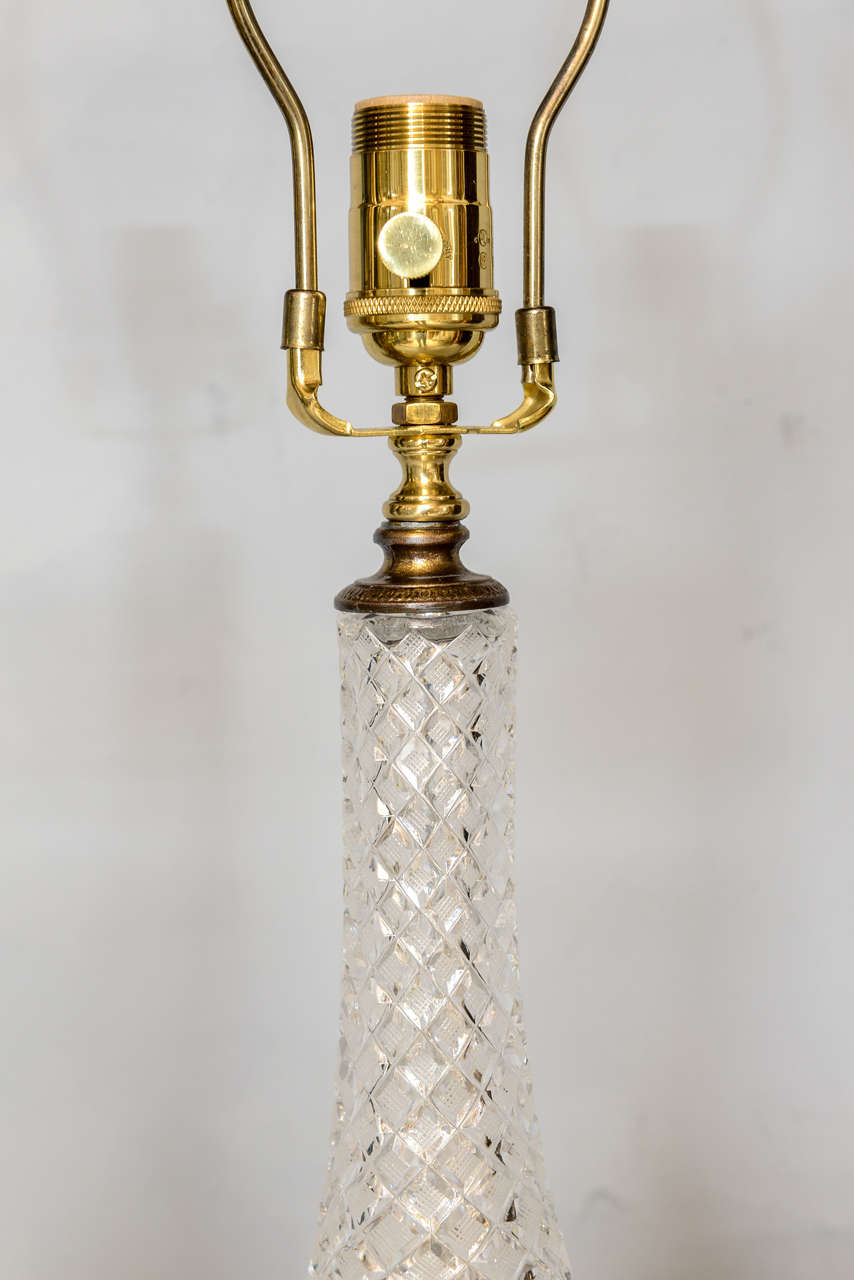 Fine Pair of Cut Crystal Table Lamps For Sale at 1stDibs cut glass