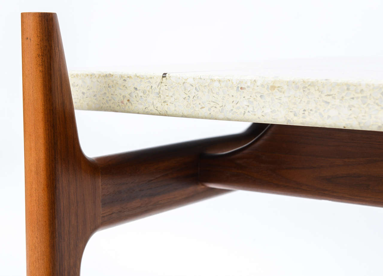 Brass Terrazzo-Topped Rosewood Side or Coffee Table by Harvey Probber