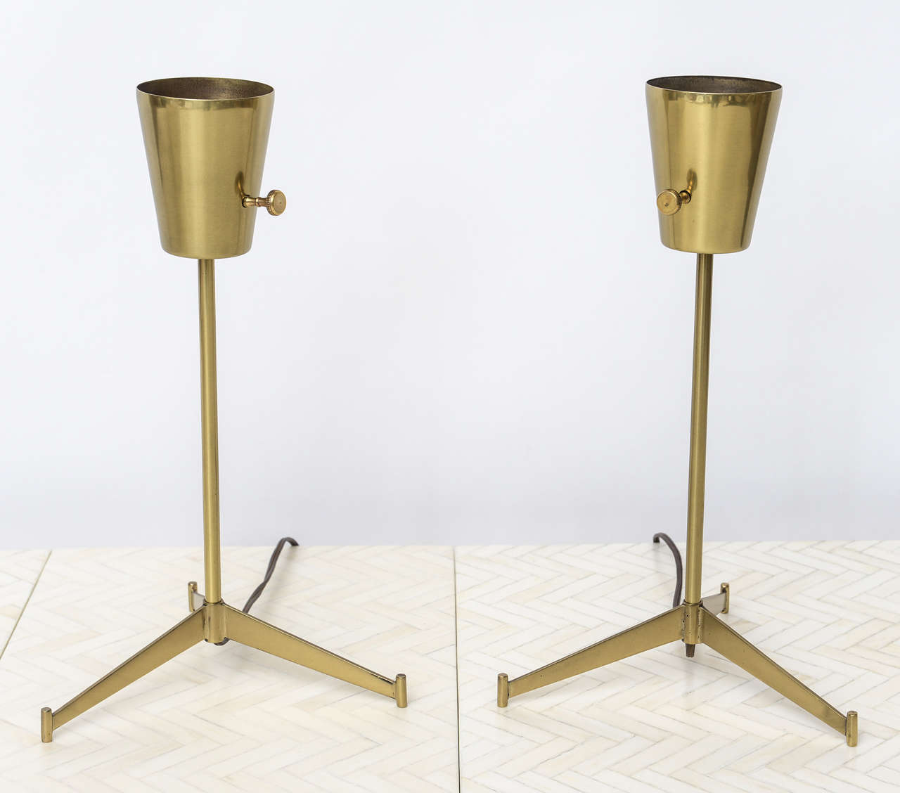American Pair of Paul McCobb E-9 Brass Table Lamps