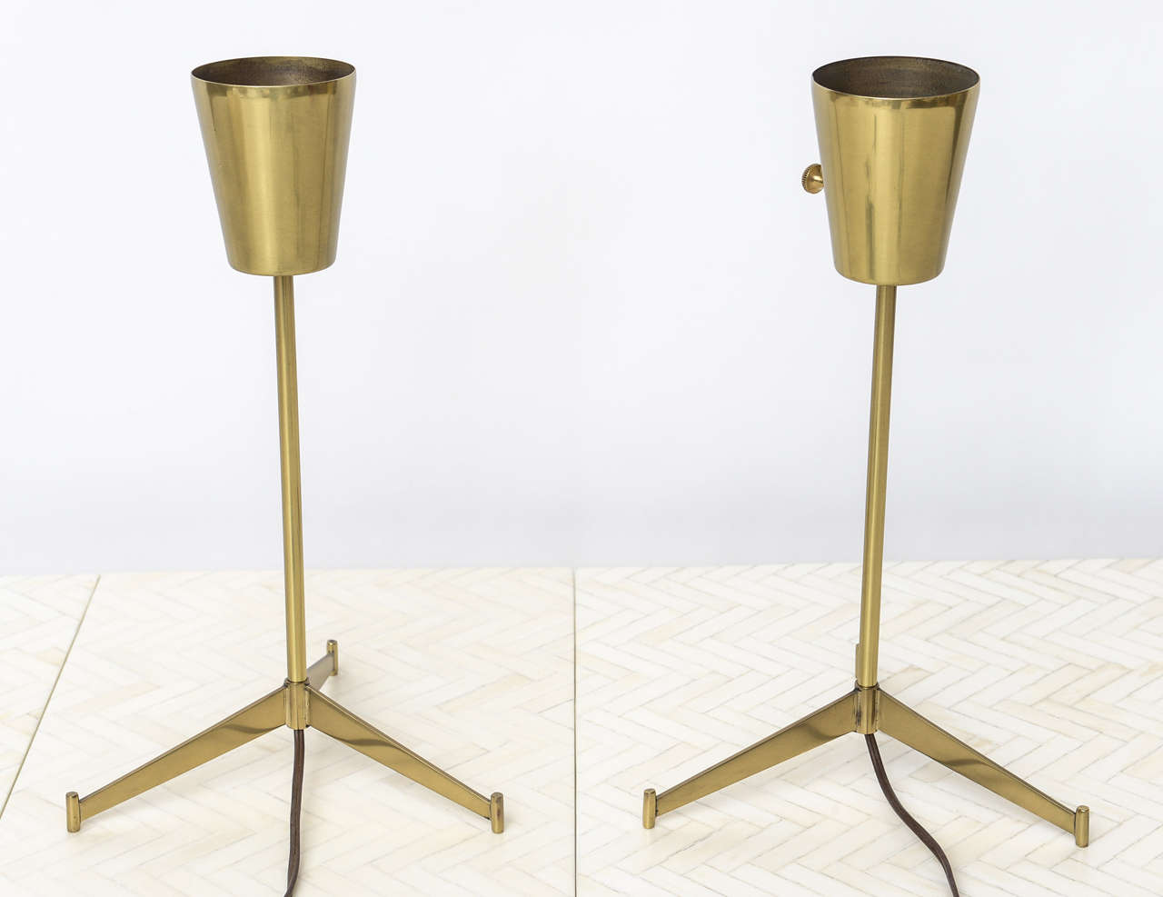 Pair of Paul McCobb E-9 Brass Table Lamps 1