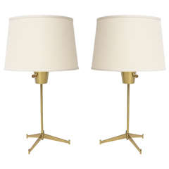 Pair of Paul McCobb E-9 Brass Table Lamps
