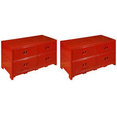Pair Michael Taylor for Baker Lacquer Dressers