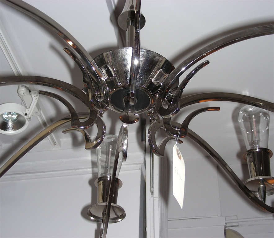 An Italian nickel-plated eight-arm chandelier For Sale 2