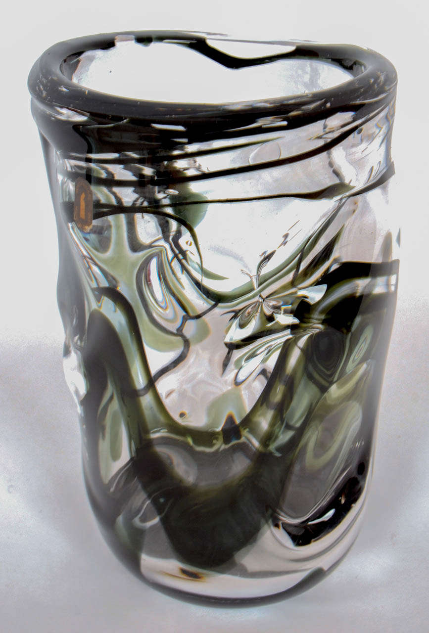 1960's Whitefriars  Streaky Knobbly Vase c. 1969