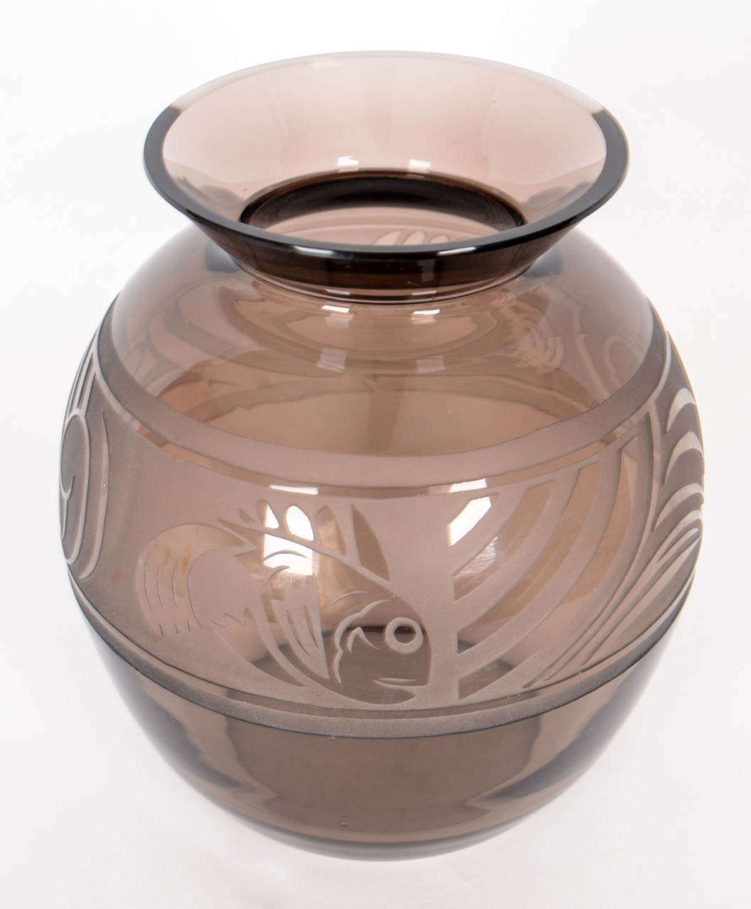 1930's Art Deco Spherical Glass Vase by Schneider, Paris
