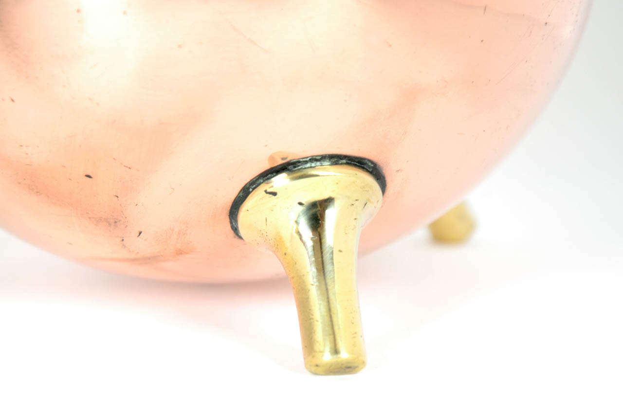 Copper and Brass Globe Kettle by Dr Christopher Dresser circa 1885 For