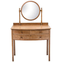 Vintage A Limed Oak Bow Fronted Dressing Table by Heals and Son