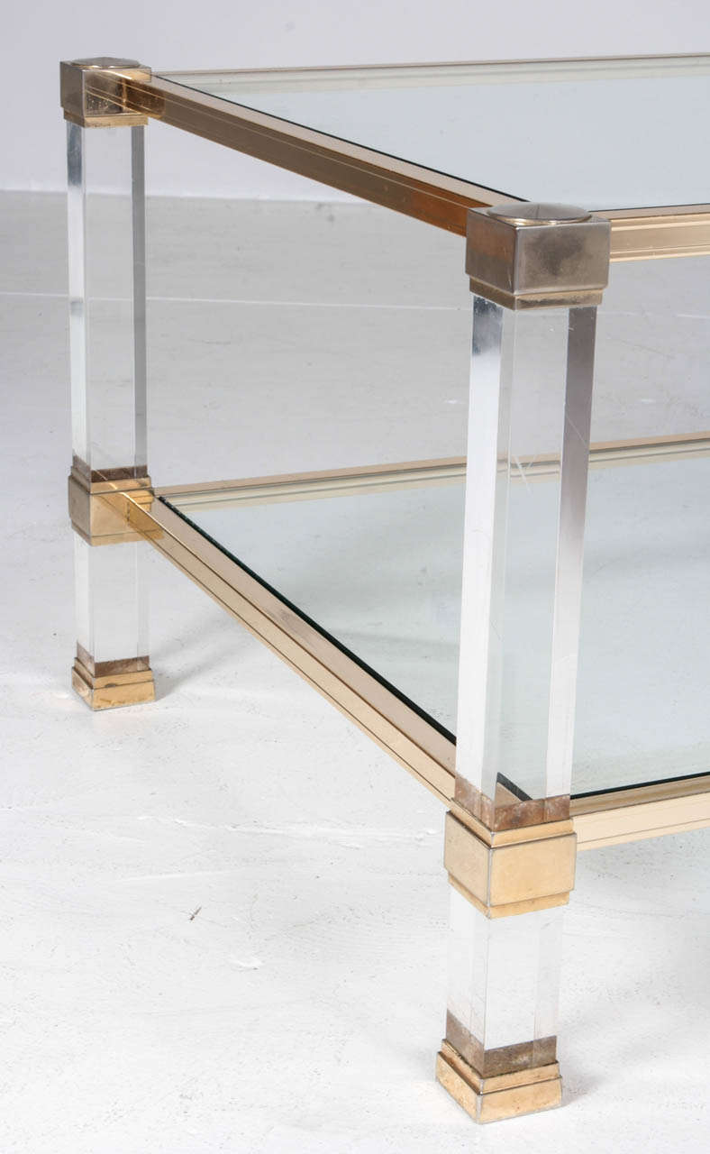 French Pierre Vandel Lucite Coffee Table For Sale