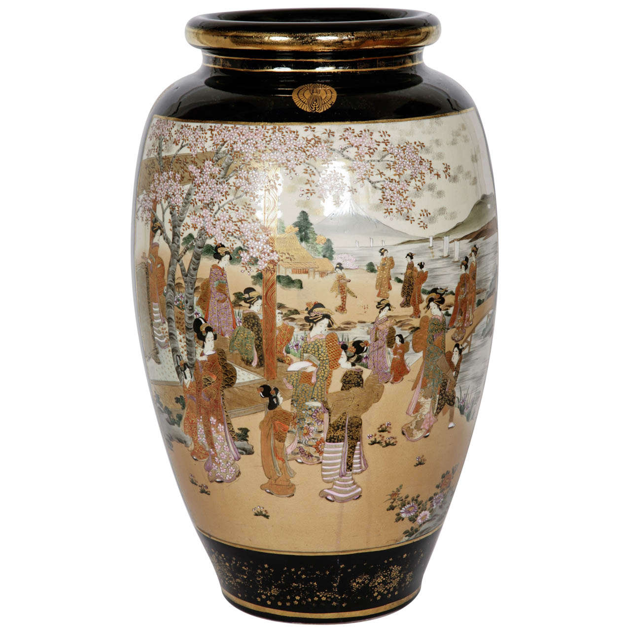 Large Meiji Period Satsuma Porcelain Vase