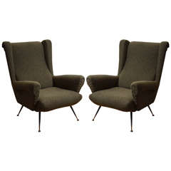 Vintage Pair of Mid Century Italian Armchairs in the Style of Marco Zanuso for Arflex