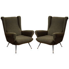 Pair of Mid Century Italian Armchairs in the Style of Marco Zanuso for Arflex