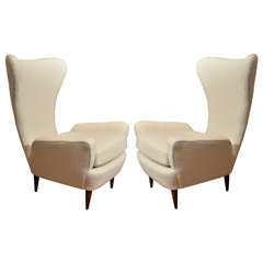 Pair of 1950's Italian armchairs in the style of Gio Ponti