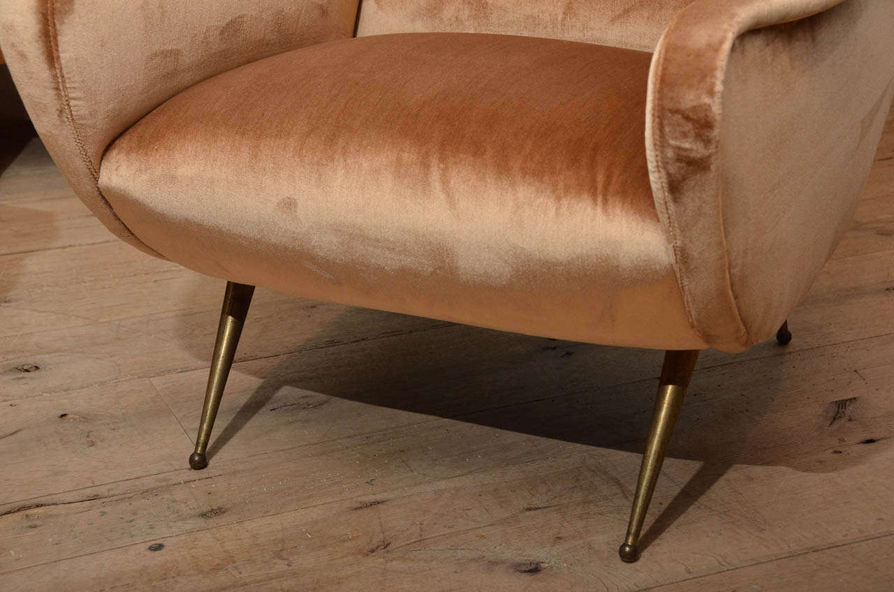 Bronze Italian Mid Century Armchairs in the Style of Marco Zanuso For Sale