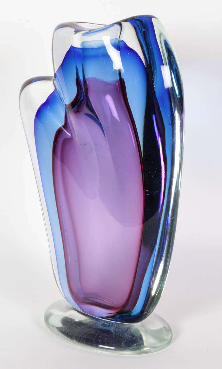 Mid-Century Modern Large Blue and Violet Sommerso Vase by Seguso