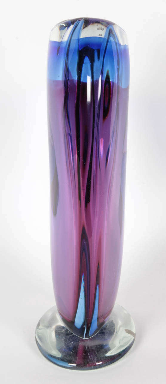 Italian Large Blue and Violet Sommerso Vase by Seguso