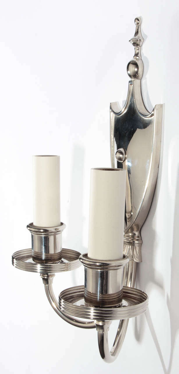 20th Century A Pair of Shield Form Sconces