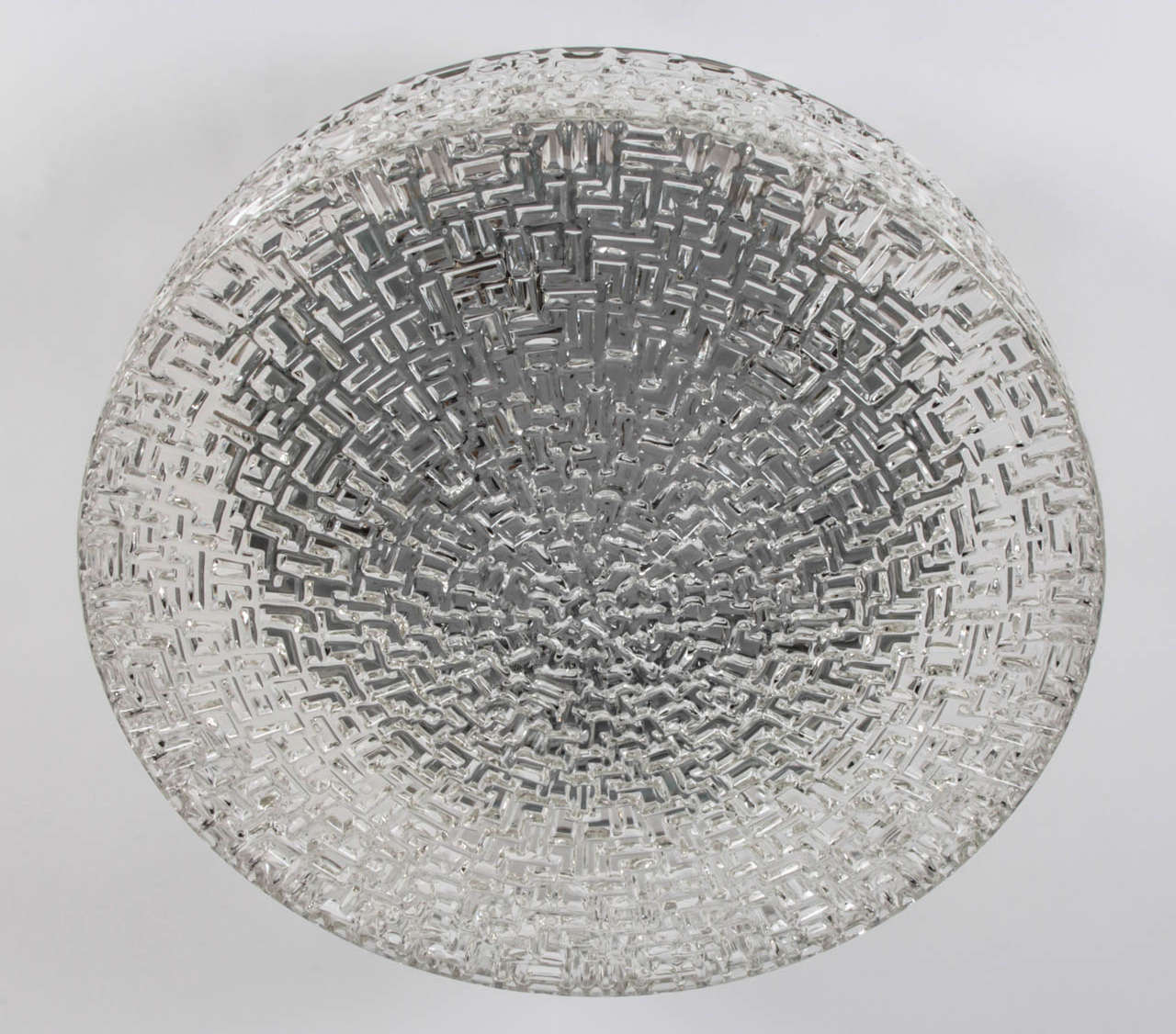 A Textured Glass Flush Mount In Excellent Condition In New York, NY