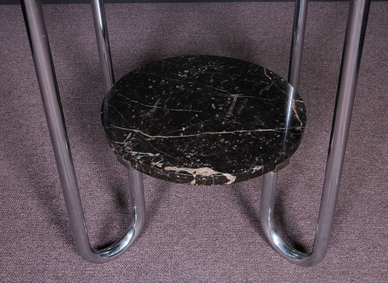 Italian Mid-Century Tubular Occasional Table in Marble and Chrome