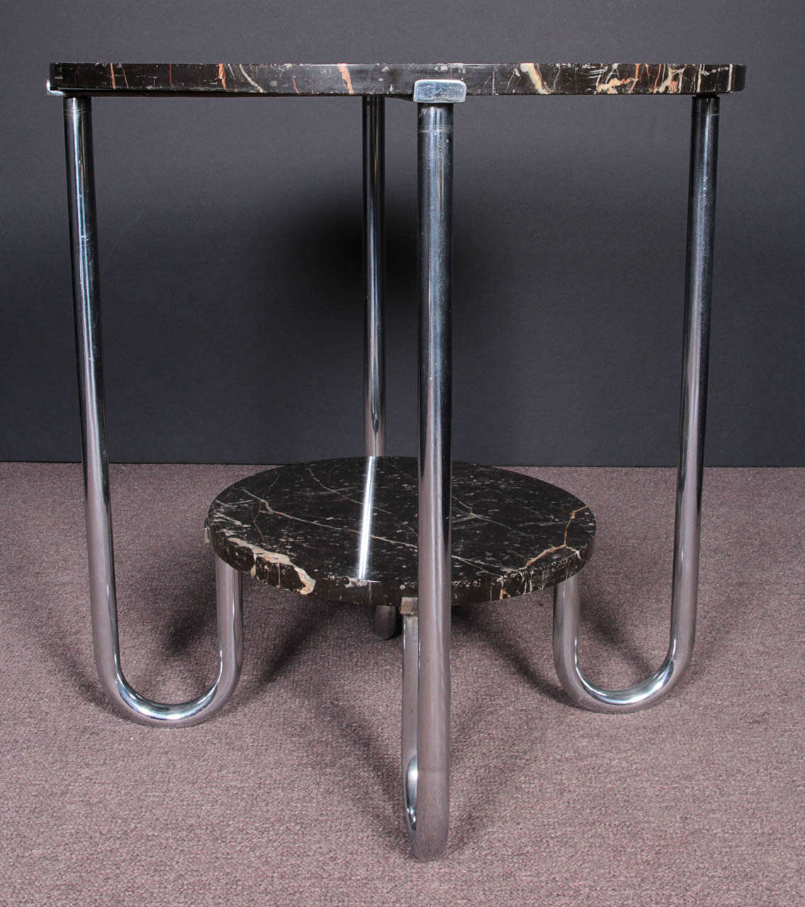 Mid-Century Tubular Occasional Table in Marble and Chrome In Good Condition In New York City, NY