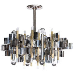 Gaetano Sciolari Two-Tone Twelve-Light Mid-Century Modern Chandelier 6