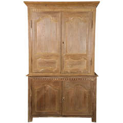 Antique 18th Century Cerused Oak Louis XV Deux Corps