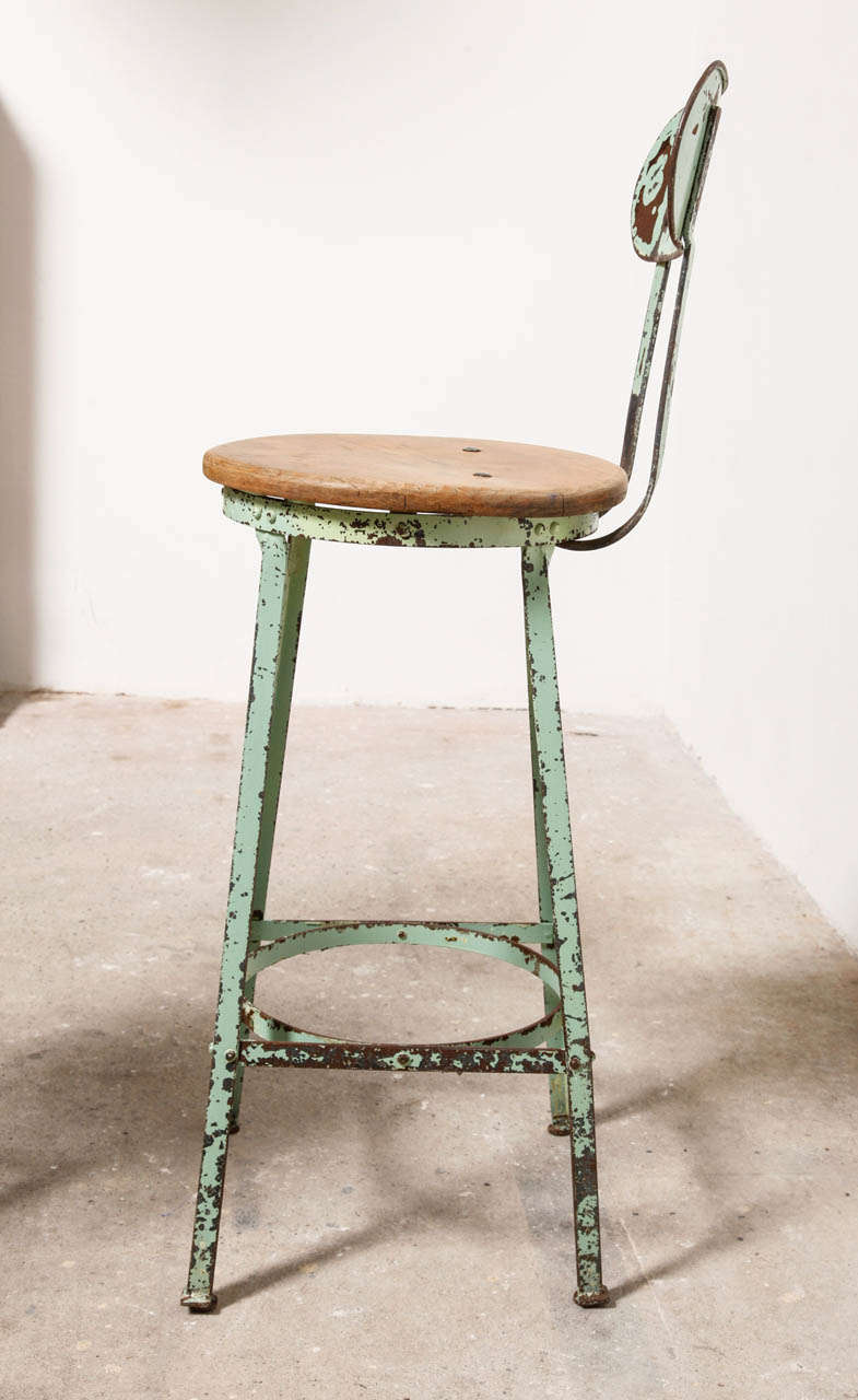 French Set of Three Huge Industrial Factory Stools