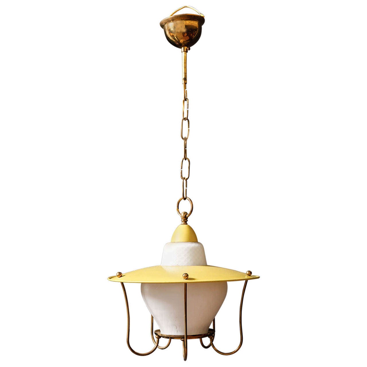 Whimsical 1950s Brass Pendant Light