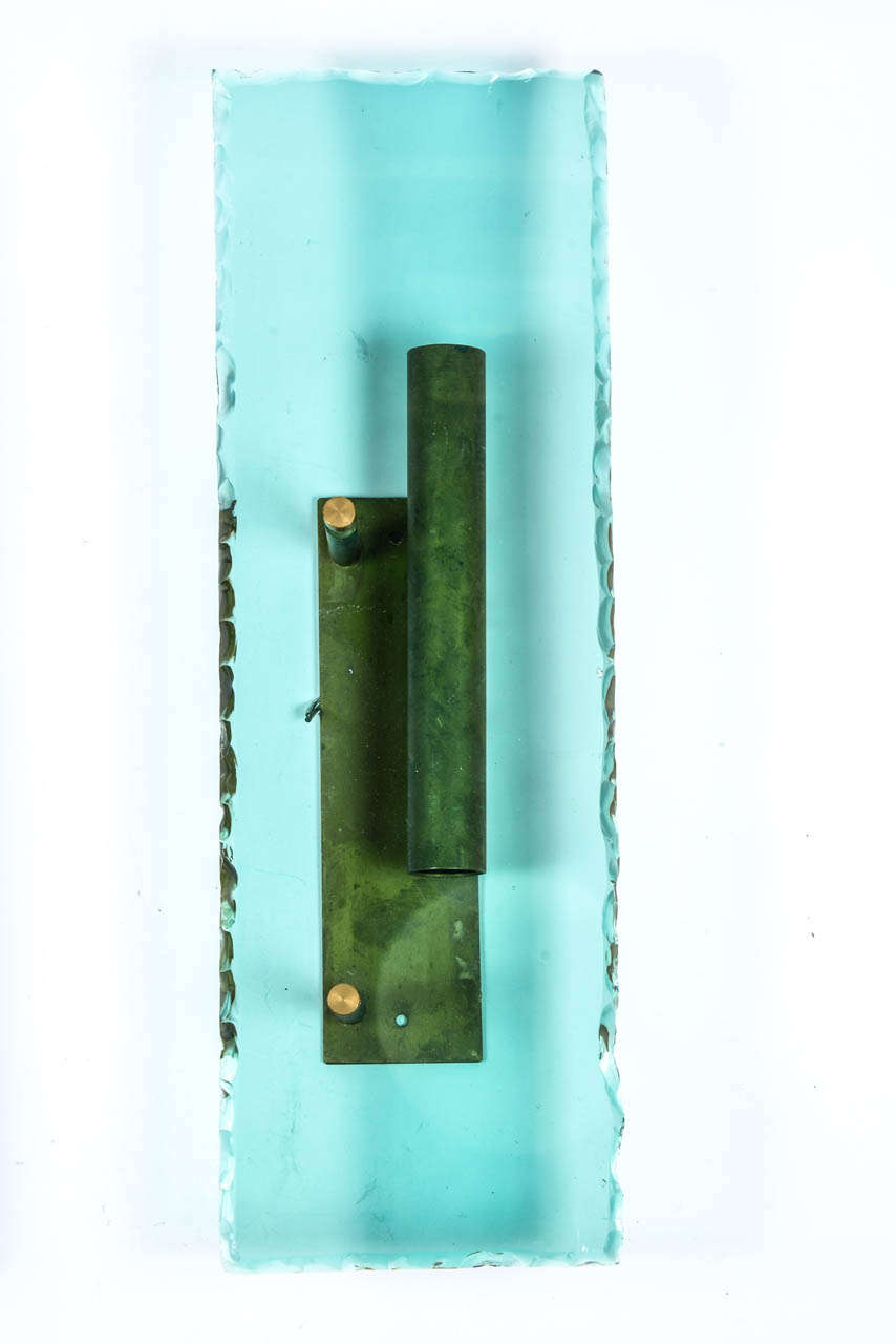 Mid-Century Modern Set of Eight Blue and Green Pure Wall Sconces in the Style of Fontana Arte