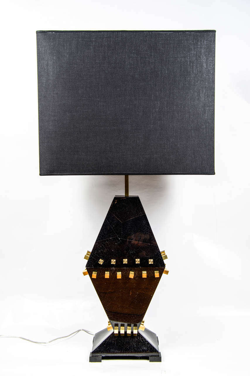 Pair of Nice Black Nacre and Brass Lamps For Sale at 1stDibs
