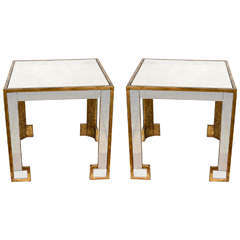 Pair of End Tables in Mirror and Metal