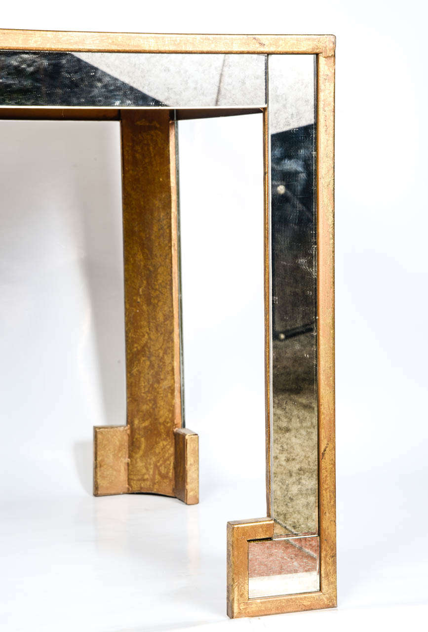 French Pair of End Tables in Mirror and Metal