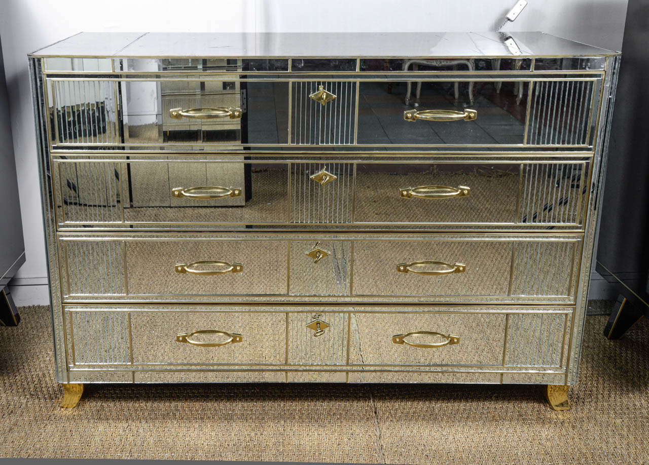 All-Mirror Commode with Black Mirror Top