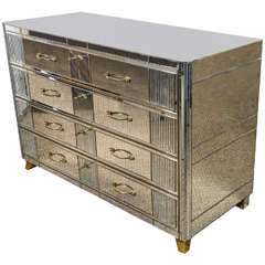 All-Mirror Commode with Black Mirror Top