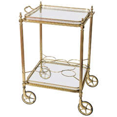 Vintage French Brass bar cart/drinks trolley