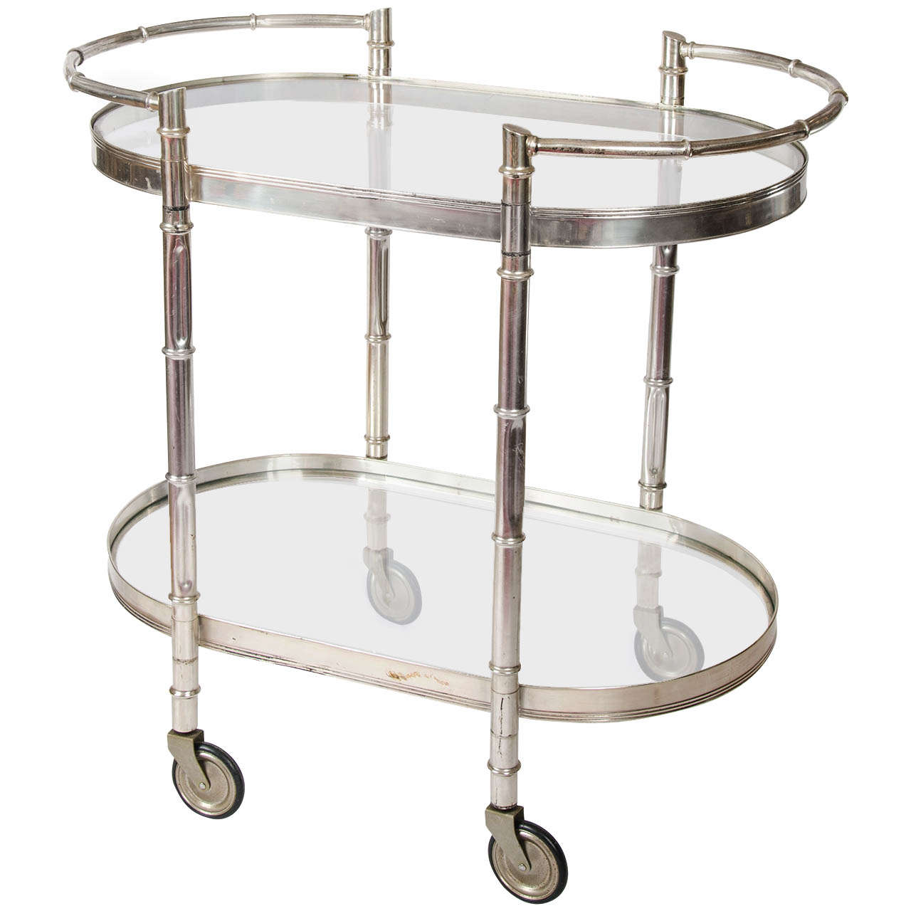 Vintage Italian Bamboo Bar Cart / Drinks Trolley