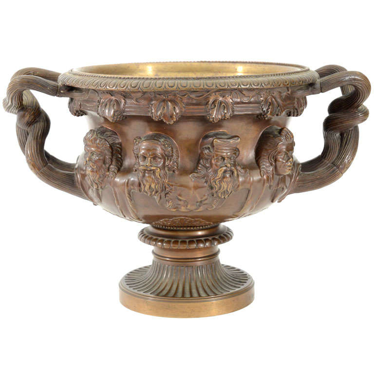 Bronze Warwick vase by the F. Barbedienne foundry. For Sale
