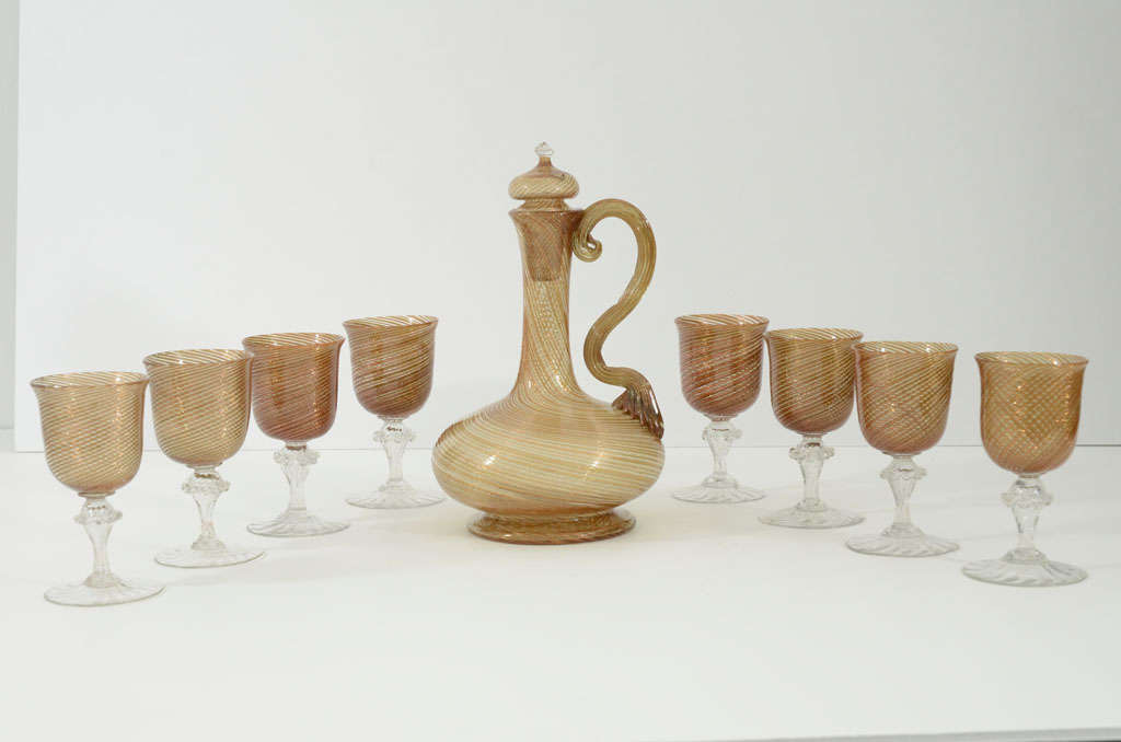 A Venetian Glass liquor set by Salviati & C.