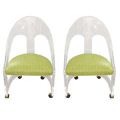 Pair of Charles Hollis Jones Lucite Chairs