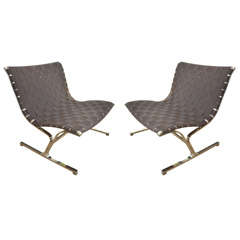 Pair of Ross Littell PLR1 Chrome Sling Chair