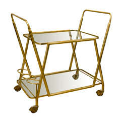 2 Tier Rolling Brass Bar Cart
