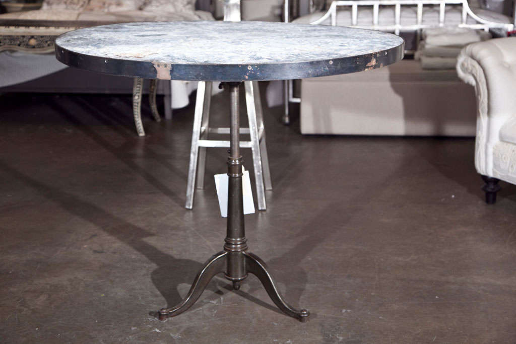 Industrial Tripod Base Iron and Zinc Gueridon