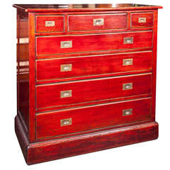 English elm campaign style chest of drawers