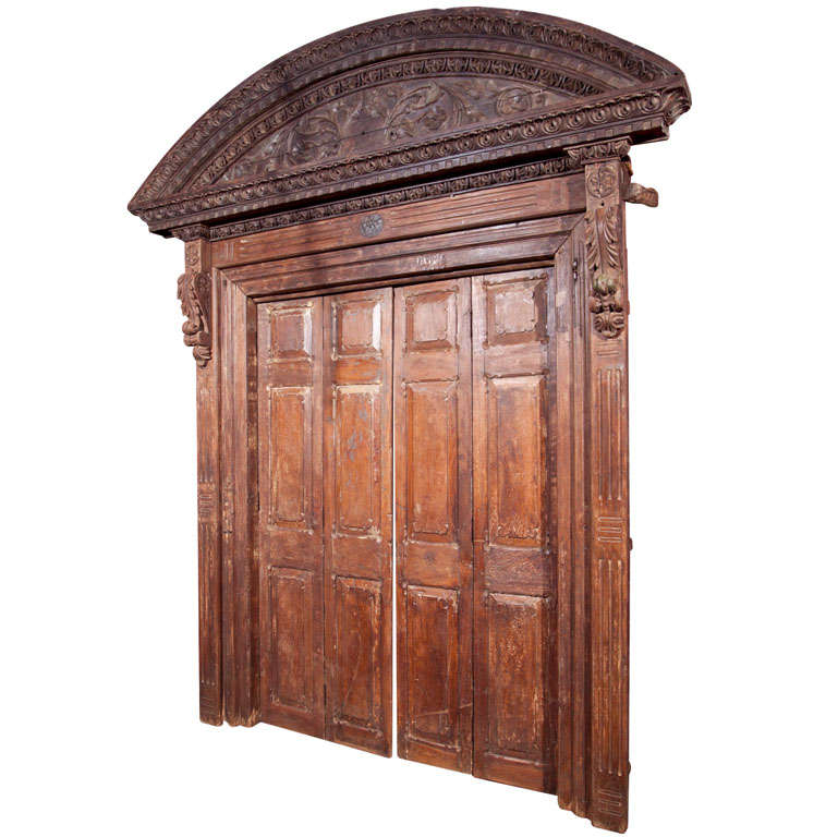 Indian teak wood entry doors and surround For Sale