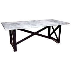 Industrial iron base/zinc top table