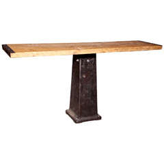 Sculptural Industrial  Base Console Table