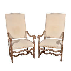 Pair of 19th c. Os de Mouton Oak Chairs