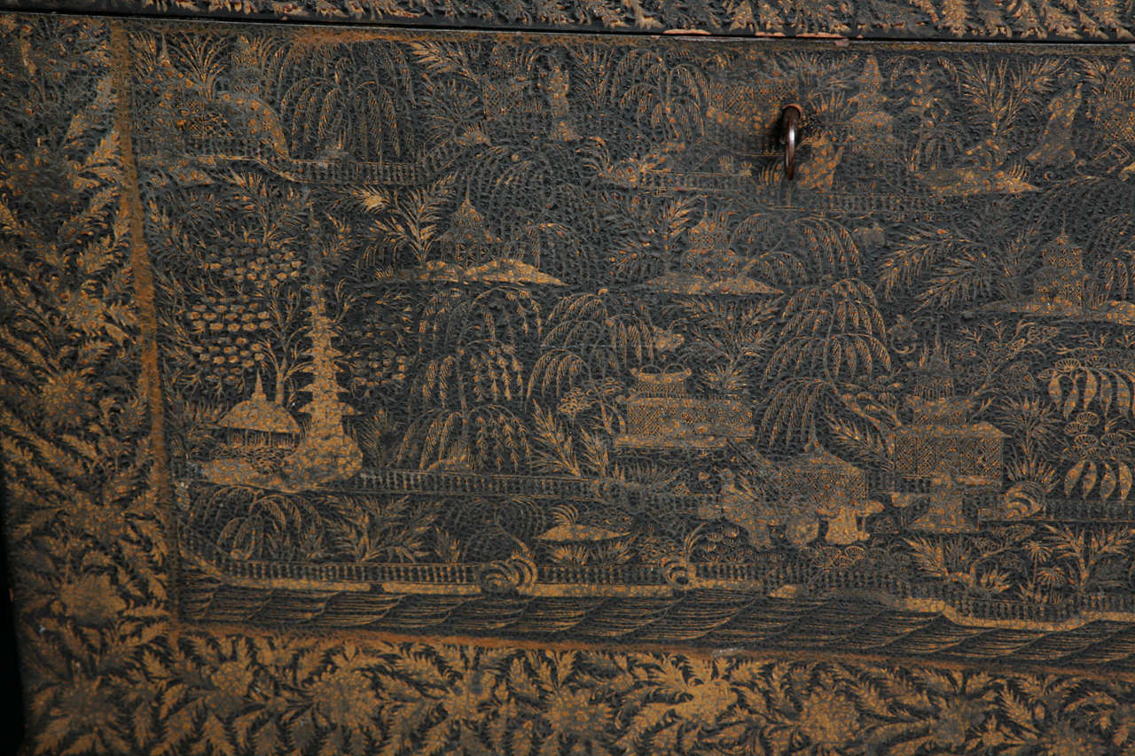 19th Century Indian Chinoiserie chest on stand, 19th C For Sale