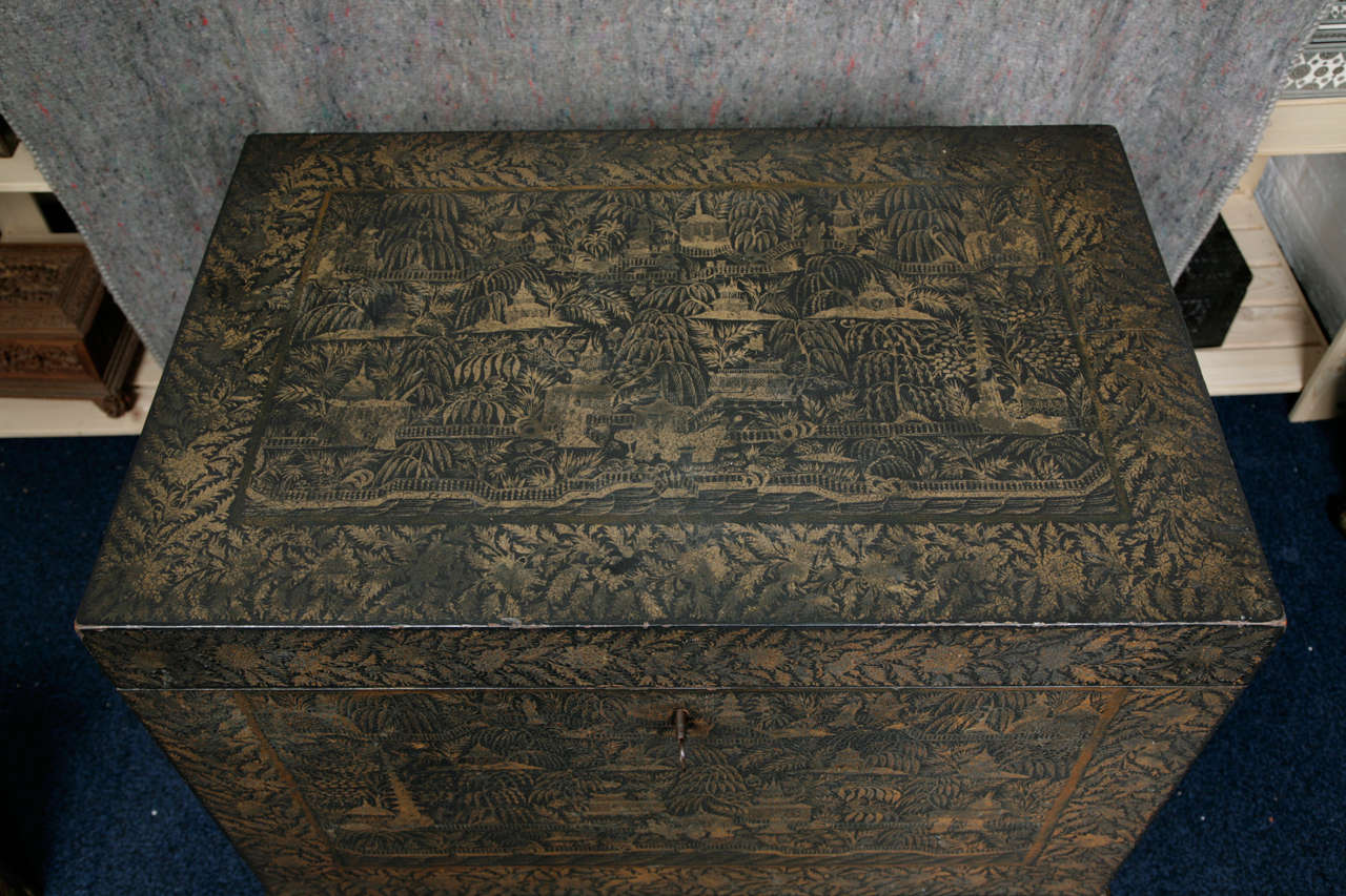 Indian Chinoiserie chest on stand, 19th C For Sale 1