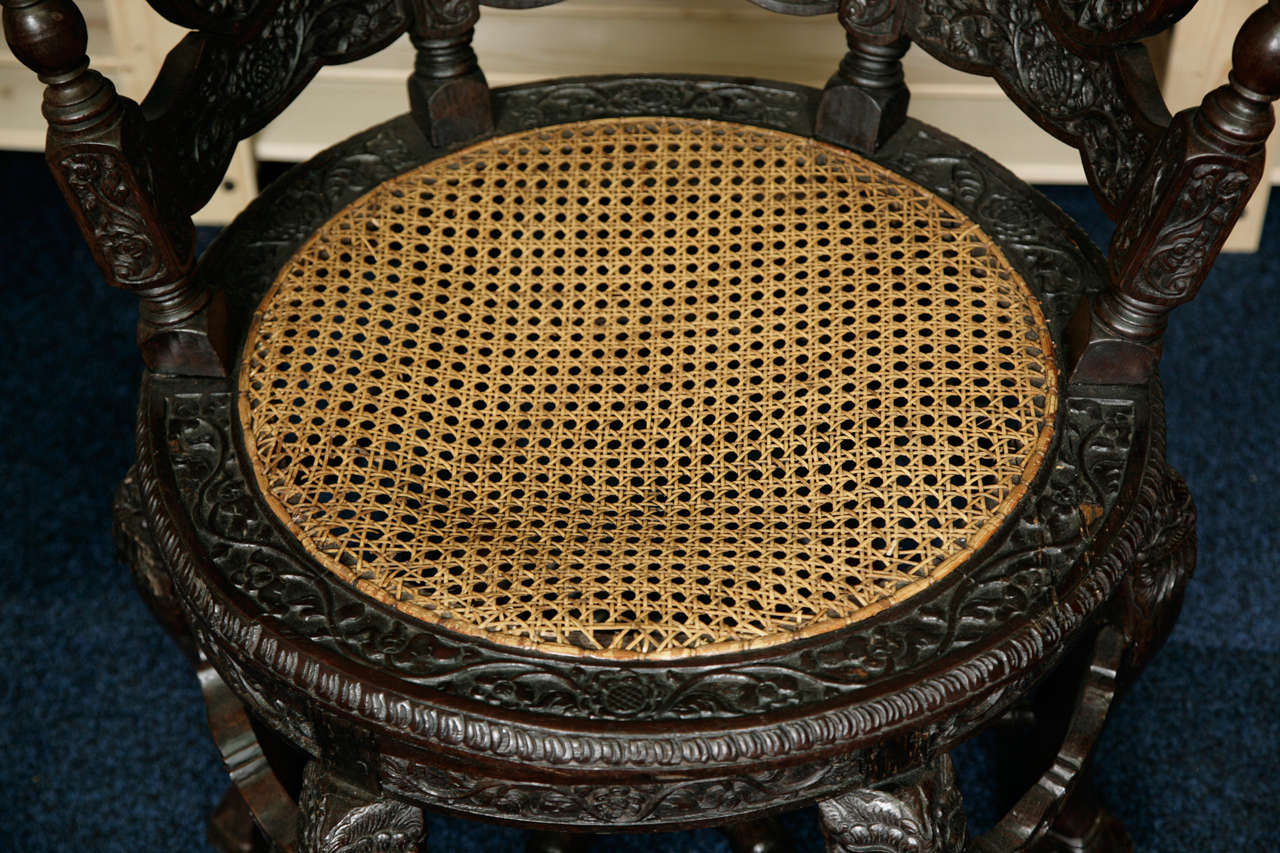 Indian Burgmeister Round Chair, 19th Century For Sale