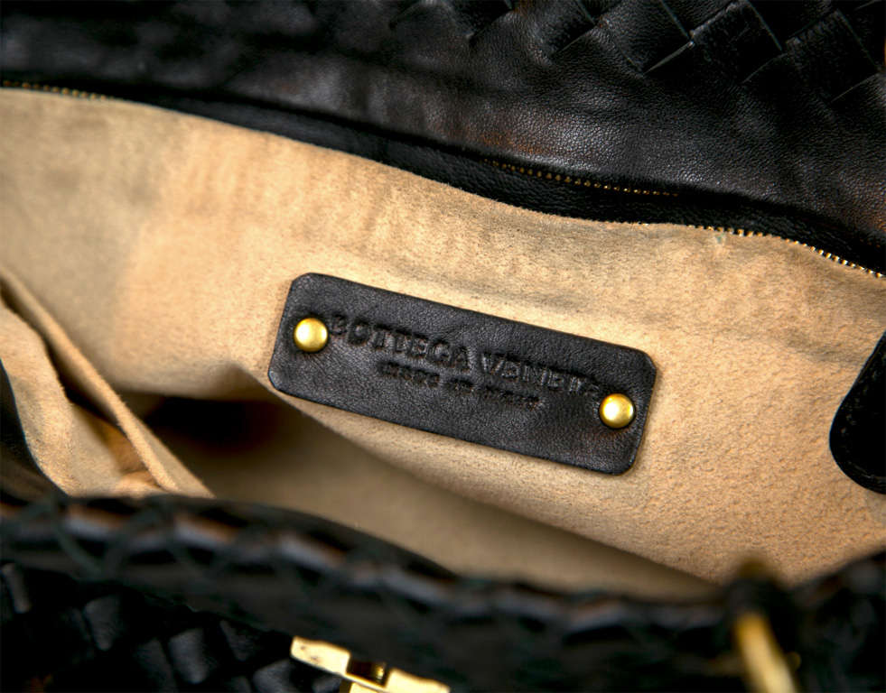 Women's Bottega Veneta Woven Leather Satchel Brass Hardware presented by funkyfinders